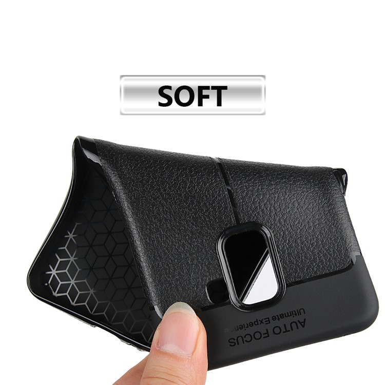 Litchi Texture PU Leather Coated Flexible TPU Phone Casing for Samsung Galaxy A5 (2018) - Black-5