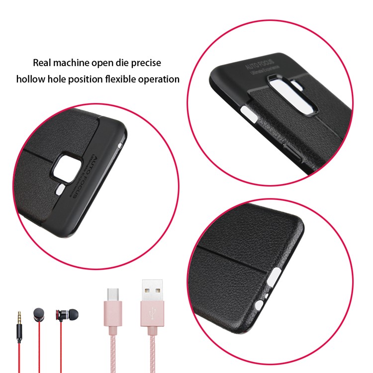 Litchi Texture PU Leather Coated Flexible TPU Phone Casing for Samsung Galaxy A5 (2018) - Black-7