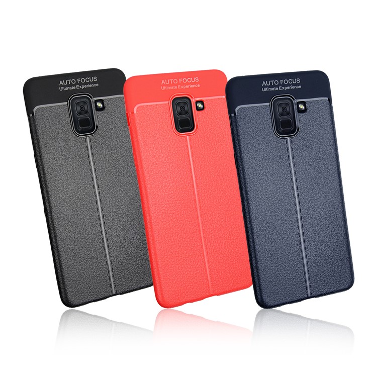 Litchi Texture PU Leather Coated Flexible TPU Phone Casing for Samsung Galaxy A5 (2018) - Black-8