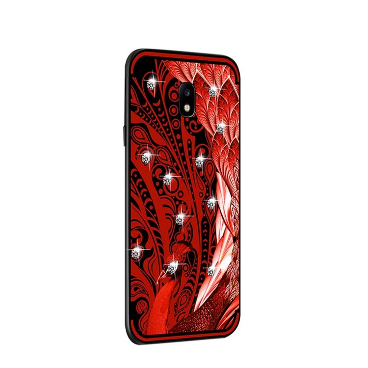 10Pcs/Set NXE Unique Series Diamond Peacock TPU Back Case for Samsung Galaxy J3 (2017) EU Version / J3 Pro (2017) - Red-1