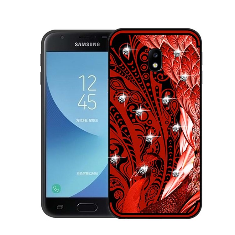 10Pcs/Set NXE Unique Series Diamond Peacock TPU Back Case for Samsung Galaxy J3 (2017) EU Version / J3 Pro (2017) - Red-4