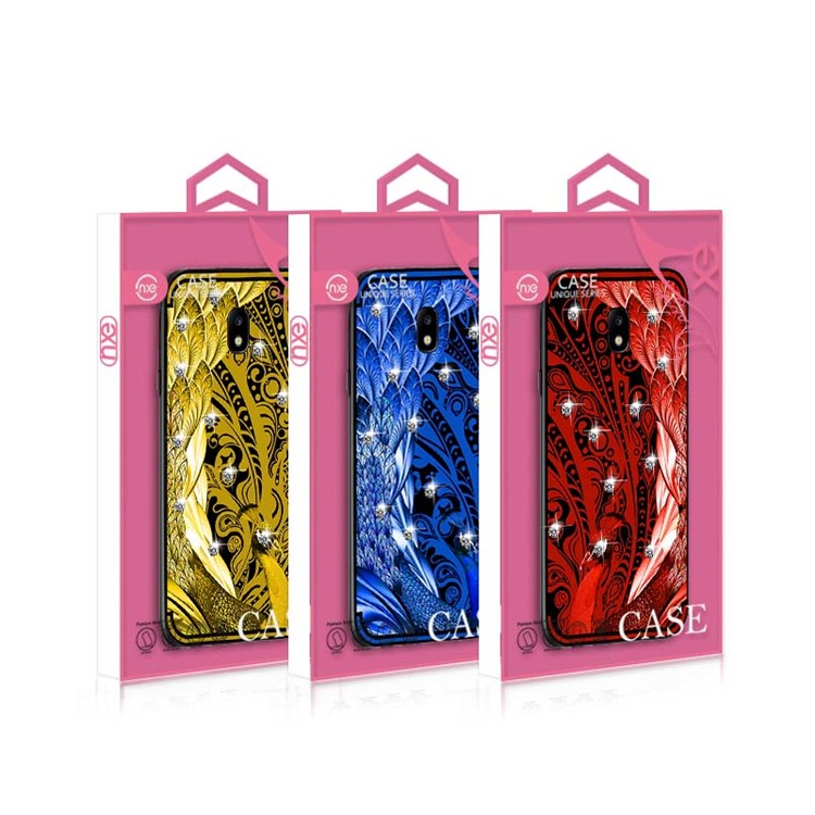 10Pcs/Set NXE Unique Series Diamond Peacock TPU Back Case for Samsung Galaxy J3 (2017) EU Version / J3 Pro (2017) - Red-6