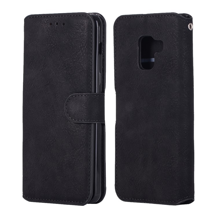 

Vintage Matte PU Leather Wallet Stand Case for Samsung Galaxy A8 (2018) - Black, Galaxy A8 (2018)
