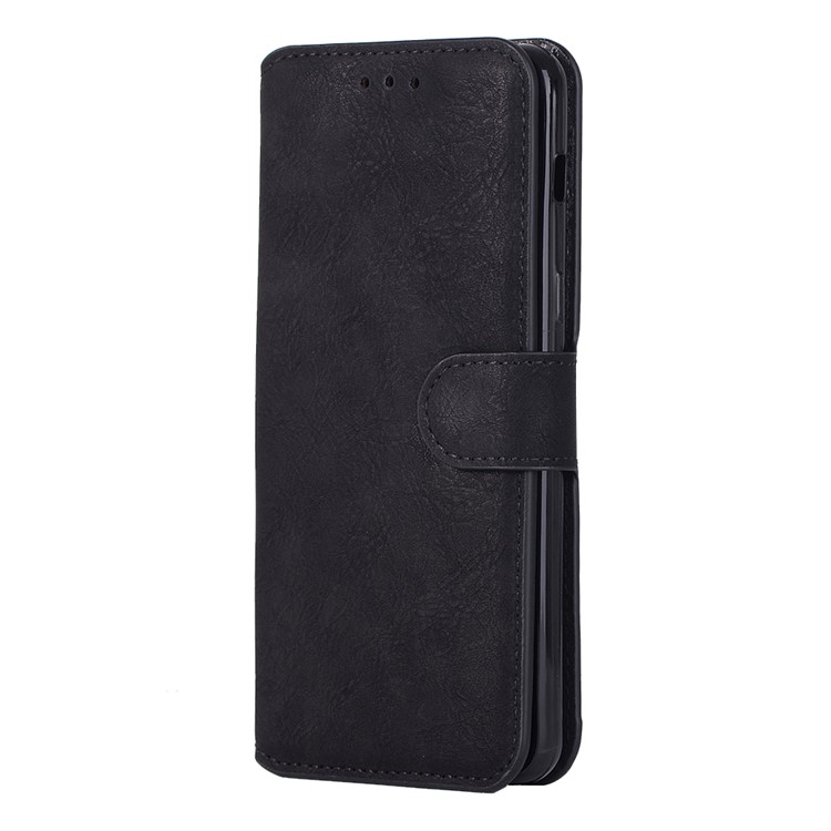 Vintage Matte PU Leather Wallet Stand Case for Samsung Galaxy A5 (2018) - Black-2