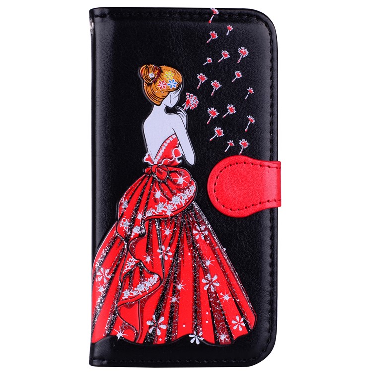 Flash Powder Pretty Girl's Back Leather Wallet Case for Samsung Galaxy S8 Plus SM-G955 - Black-2