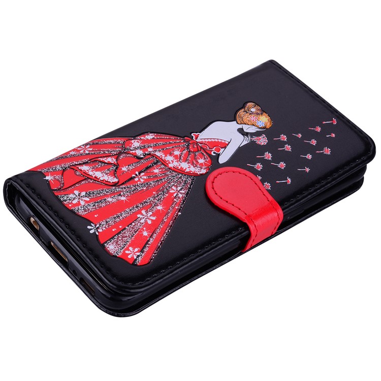 Flash Powder Pretty Girl's Back Leather Wallet Case for Samsung Galaxy S8 Plus SM-G955 - Black-4
