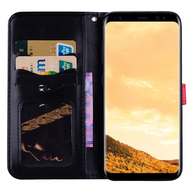 Flash Powder Pretty Girl's Back Leather Wallet Case for Samsung Galaxy S8 Plus SM-G955 - Black-6