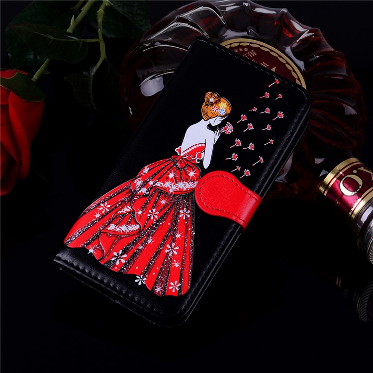 Flash Powder Pretty Girl's Back Leather Wallet Case for Samsung Galaxy S8 Plus SM-G955 - Black-7