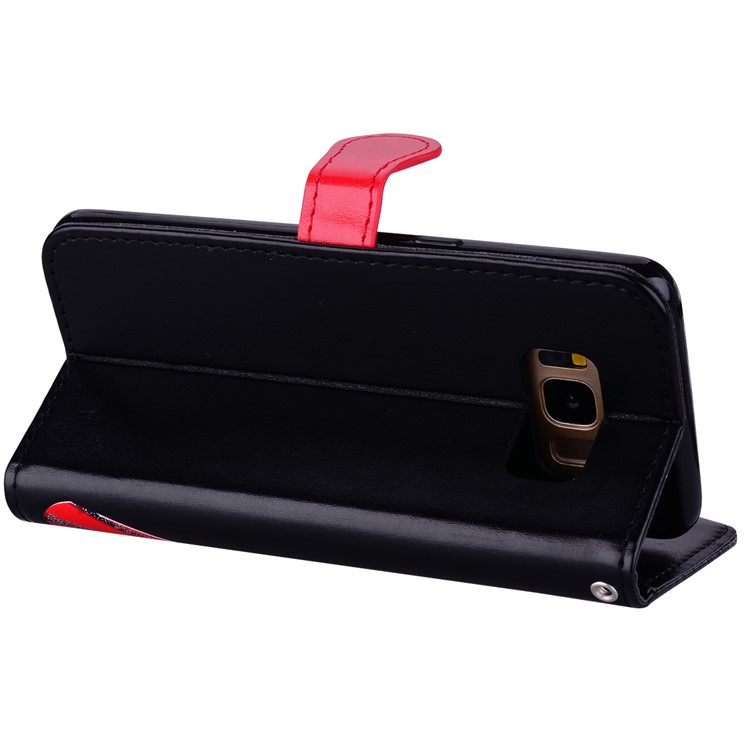 Flash Powder Pretty Girl's Back Wallet Stand Leather Casing for Samsung Galaxy S8 G950 - Black-4