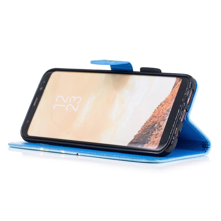 Pattern Printing Leather Wallet Stand Phone Case for Samsung Galaxy S8 Plus G955 - Giraffe Riding Whale-4