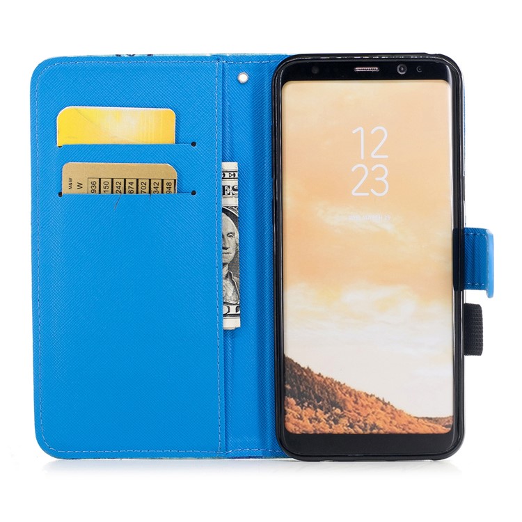 Pattern Printing Leather Wallet Stand Phone Case for Samsung Galaxy S8 Plus G955 - Giraffe Riding Whale-6