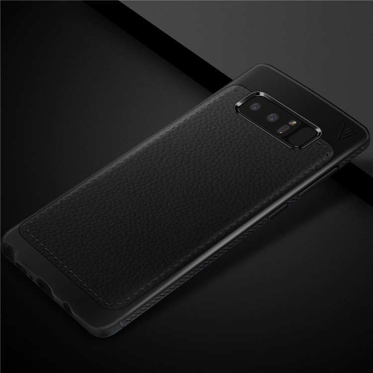 LENUO Litchi Skin Leather Coated TPU Back Case for Samsung Galaxy Note 8 N950 - Black-3