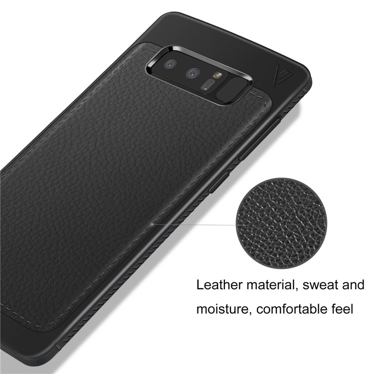 LENUO Litchi Skin Leather Coated TPU Back Case for Samsung Galaxy Note 8 N950 - Black-4