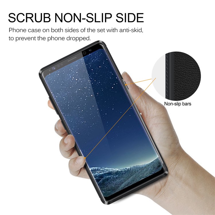 LENUO Litchi Skin Leather Coated TPU Back Case for Samsung Galaxy Note 8 N950 - Black-7