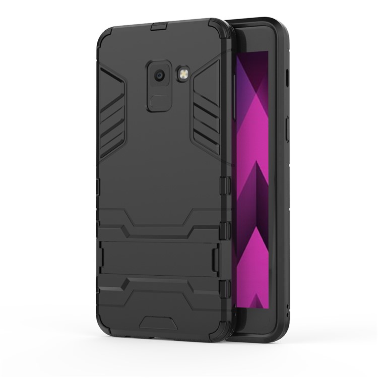 Cool Guard Plastic TPU Kickstand Mobile Case for Samsung Galaxy A5 (2018) - Black-2
