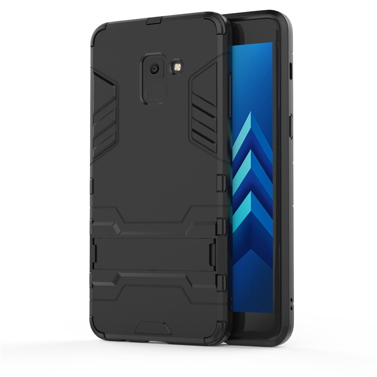 Cool Plastic TPU Hybrid Mobile Cover with Kickstand for Samsung Galaxy A7 (2018) - Black-2