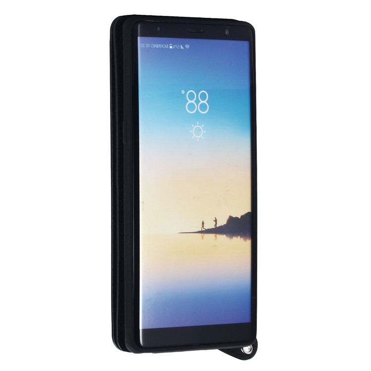 Card Holder Mirror Leather TPU Back Case for Samsung Galaxy Note 8 N950 - Black-3