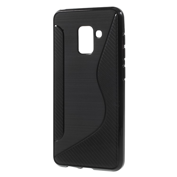 S-shape Brushed TPU Cell Phone Cover for Samsung Galaxy A5 (2018) - Black-2