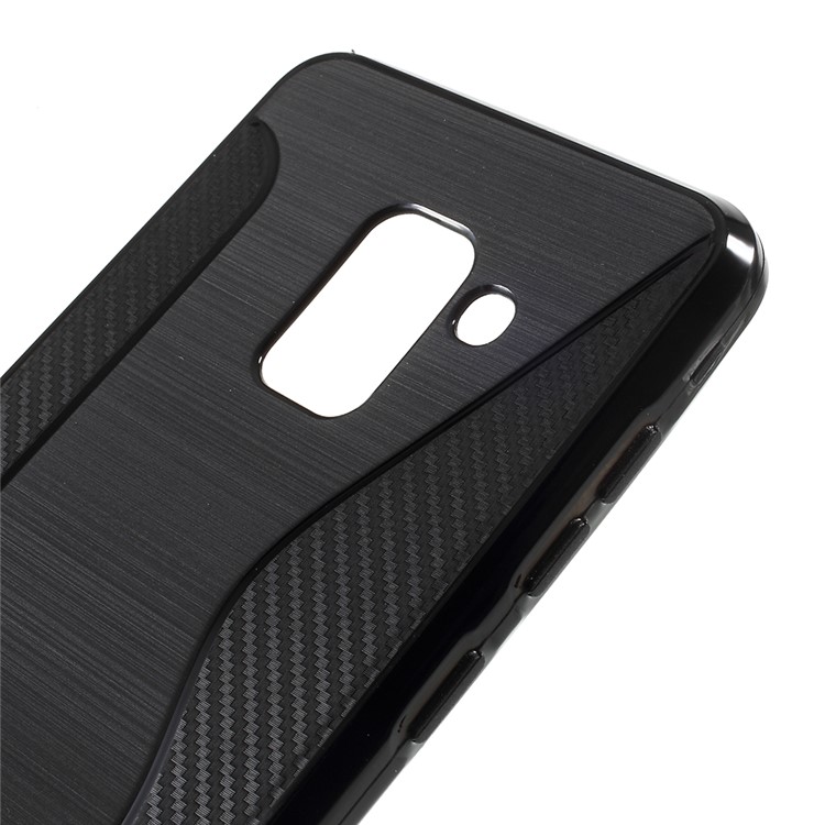 S-shape Brushed TPU Cell Phone Cover for Samsung Galaxy A5 (2018) - Black-4