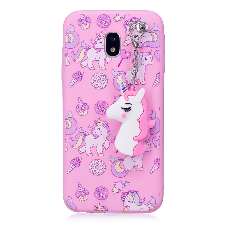 Impressão De Padrão Unicórnio TPU Caso Com Pingente De Unicórnio Para Samsung Galaxy J3 (2017) Versão Da UE / J3 Pro (2017) - recortar-3