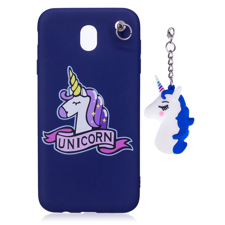 Unicorn Pattern Printing TPU Gel Case with Unicorn Pendant for Samsung Galaxy J7 (2017) EU Version / J7 Pro (2017) - Blue-2