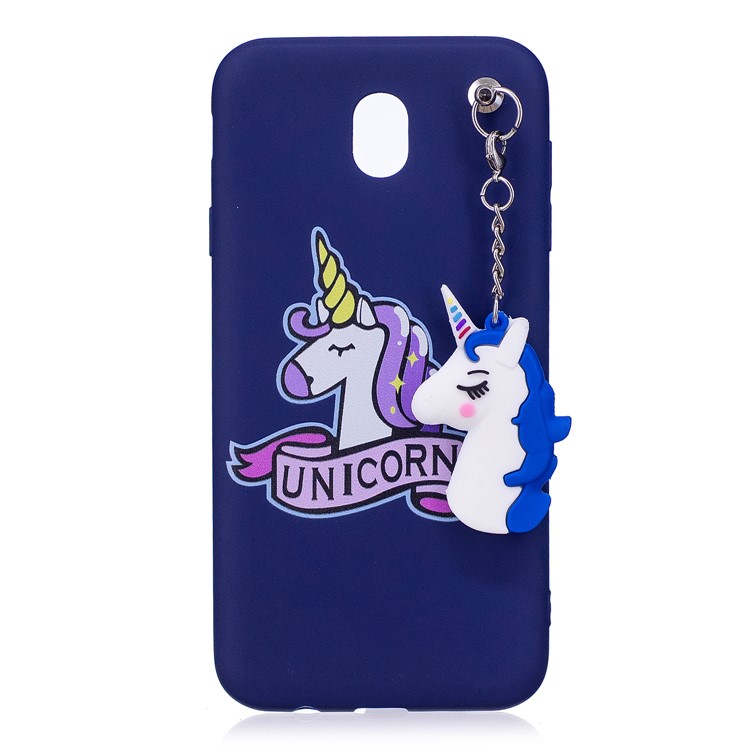 Unicorn Pattern Printing TPU Gel Case with Unicorn Pendant for Samsung Galaxy J7 (2017) EU Version / J7 Pro (2017) - Blue-3