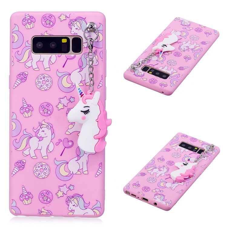 Unicorn Pattern Printing TPU Back Case with Unicorn Pendant for Samsung Galaxy Note 8 SM-N950 - Pink-1