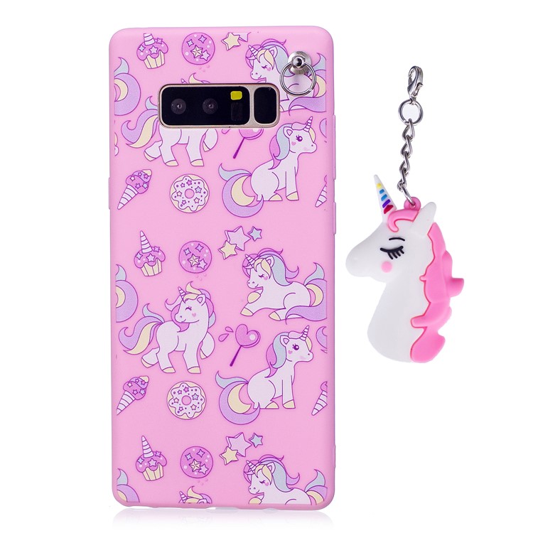 Unicorn Pattern Printing TPU Back Case with Unicorn Pendant for Samsung Galaxy Note 8 SM-N950 - Pink-2