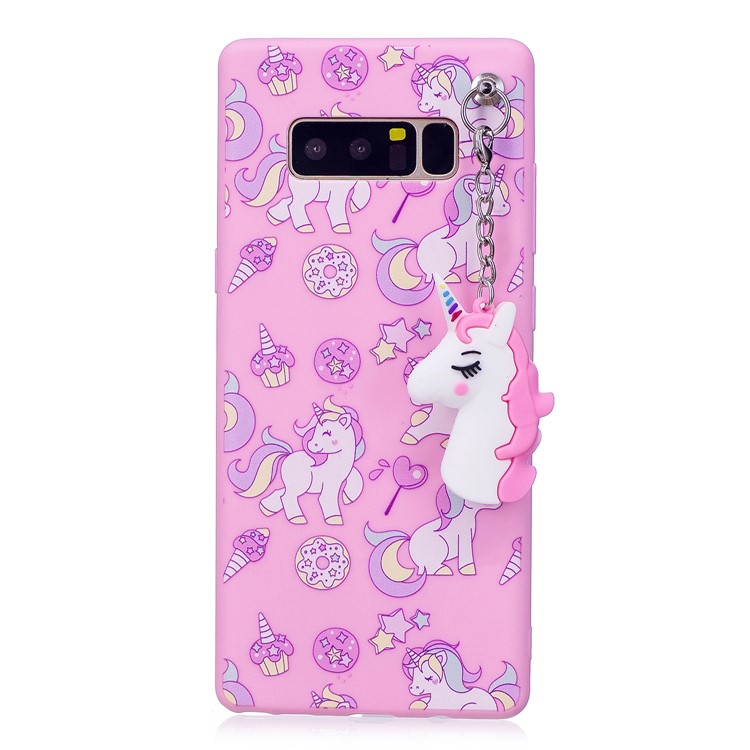Unicorn Pattern Printing TPU Back Case with Unicorn Pendant for Samsung Galaxy Note 8 SM-N950 - Pink-3