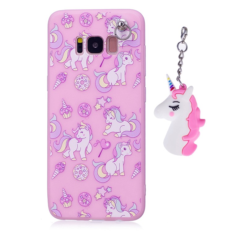Unicorn Patterned TPU Mobile Cover for Samsung Galaxy S8 G950 with Unicorn Pendant - Pink-2