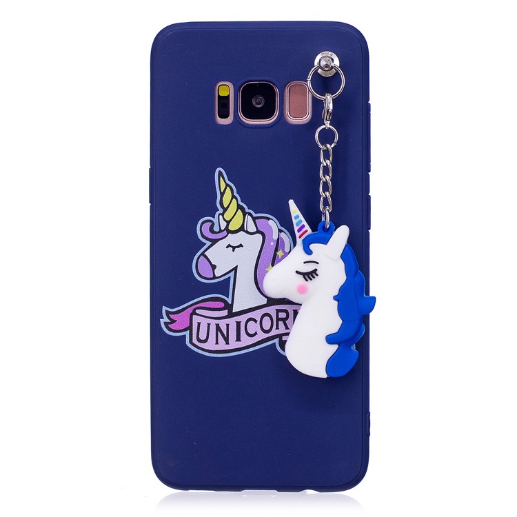 Unicorn Pattern TPU Mobile Case with Unicorn Chain Pendant for Samsung Galaxy S8+ G955 - Blue-3
