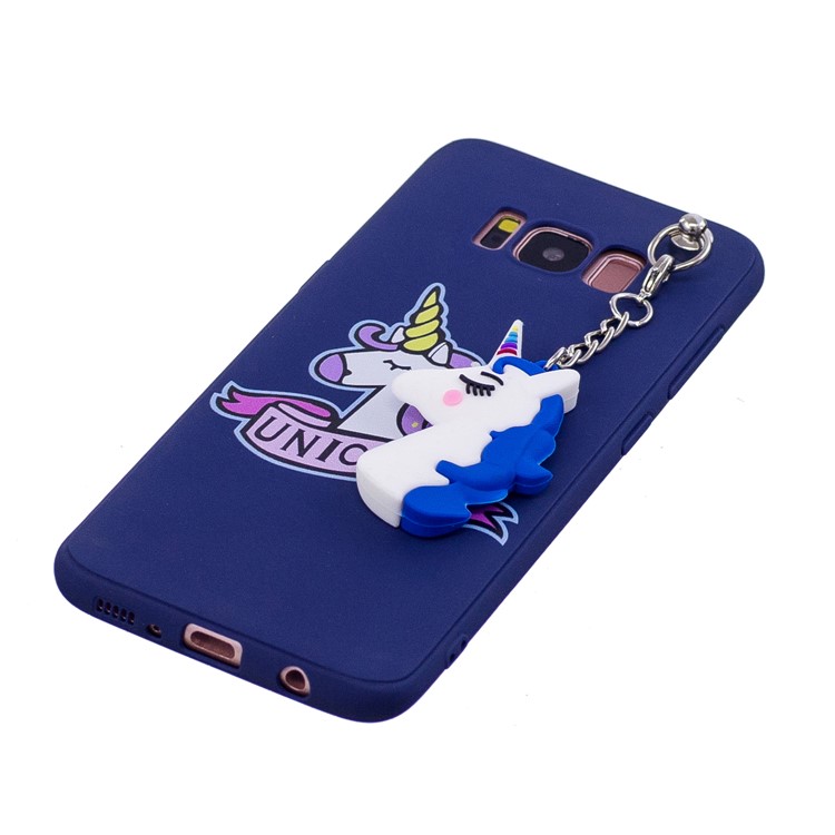 Unicorn Pattern TPU Mobile Case with Unicorn Chain Pendant for Samsung Galaxy S8+ G955 - Blue-4