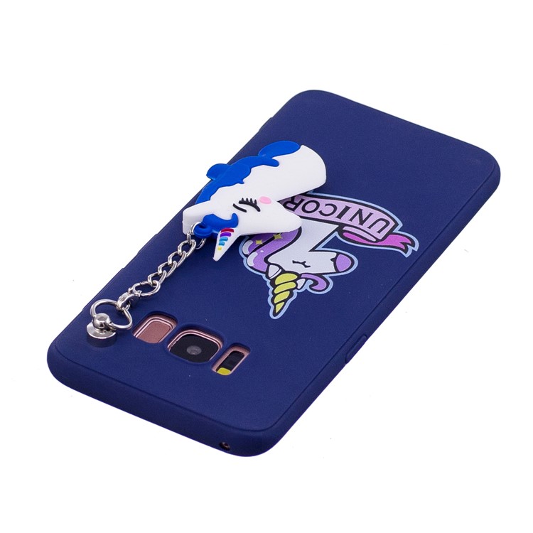Unicorn Pattern TPU Mobile Case with Unicorn Chain Pendant for Samsung Galaxy S8+ G955 - Blue-5
