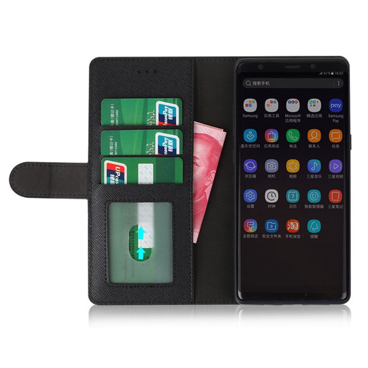 GEBEI Flip Genuine Leather Wallet Stand Phone Case for Samsung Galaxy Note 8 SM-N950 - Black-7