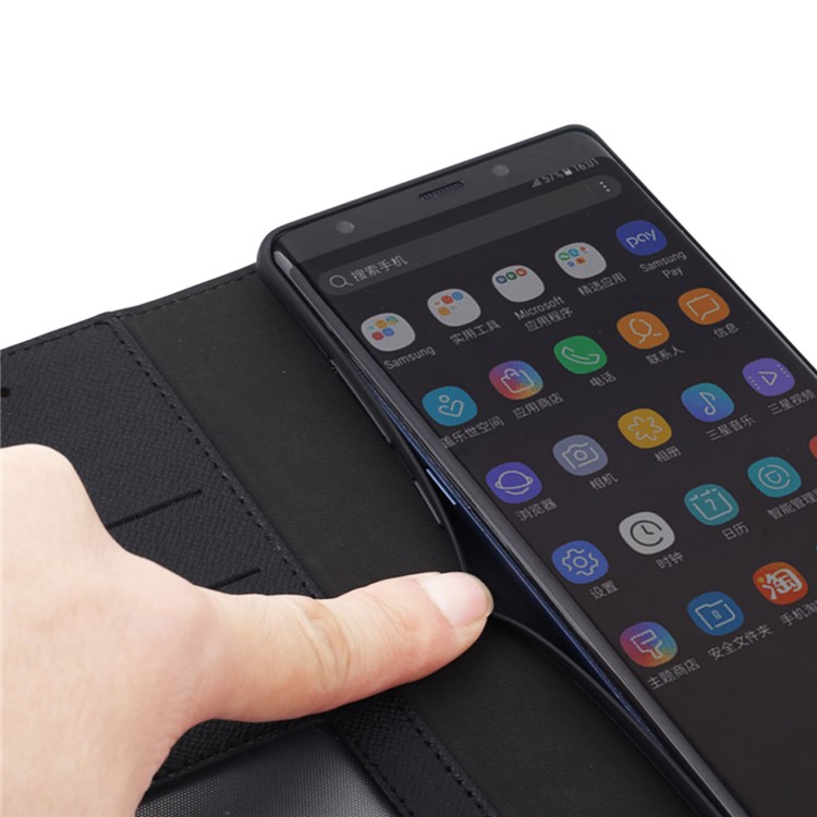 GEBEI Flip Genuine Leather Wallet Stand Phone Case for Samsung Galaxy Note 8 SM-N950 - Black-8