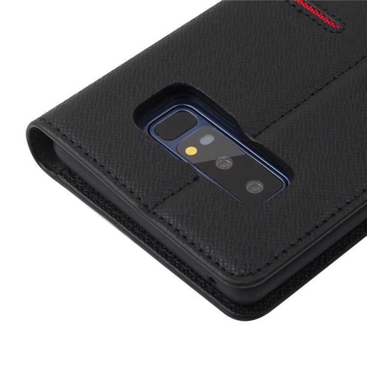 GEBEI Flip Genuine Leather Wallet Stand Phone Case for Samsung Galaxy Note 8 SM-N950 - Black-9