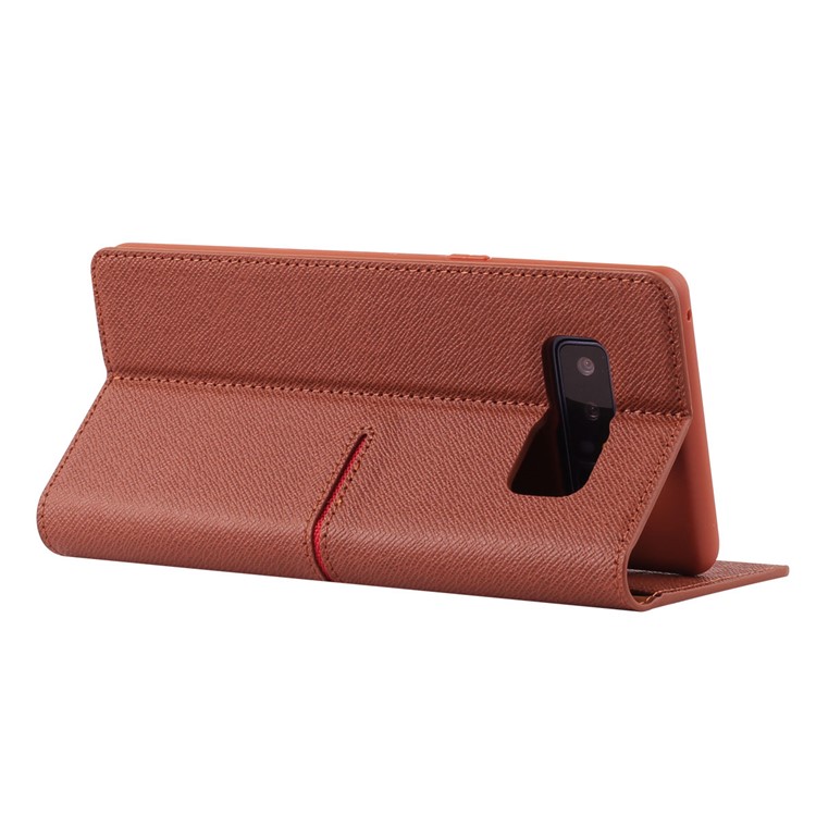 GEBEI Flip Genuine Leather Wallet Stand Phone Shell for Samsung Galaxy Note 8 SM-N950 - Brown-2