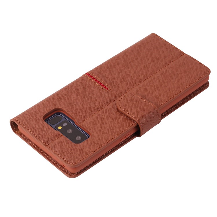 GEBEI Flip Genuine Leather Wallet Stand Phone Shell for Samsung Galaxy Note 8 SM-N950 - Brown-3