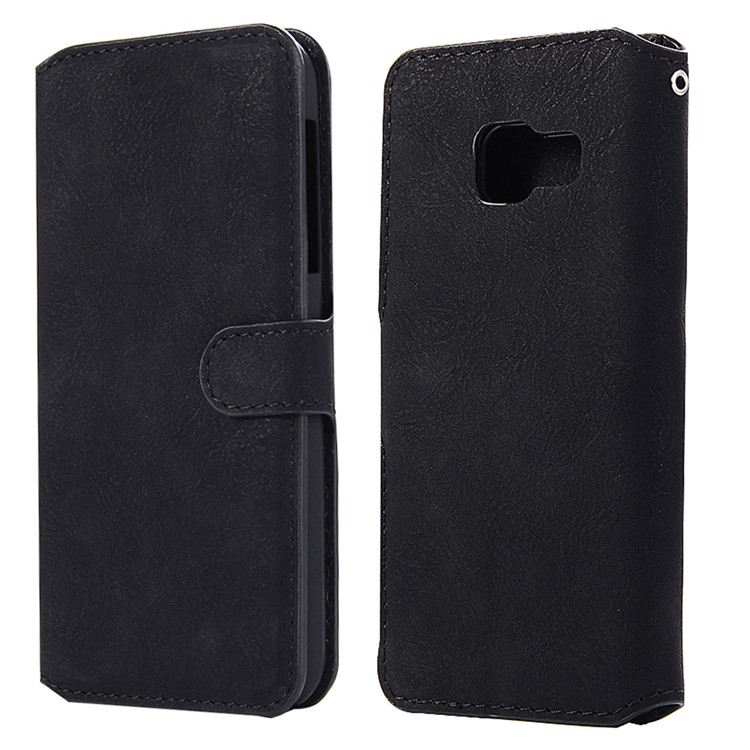 Vintage Matte Leather Skin Wallet Mobile Cover Case for Samsung Galaxy Feel SC-04J - Black-1
