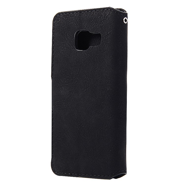 Vintage Matte Leather Skin Wallet Mobile Cover Case for Samsung Galaxy Feel SC-04J - Black-2