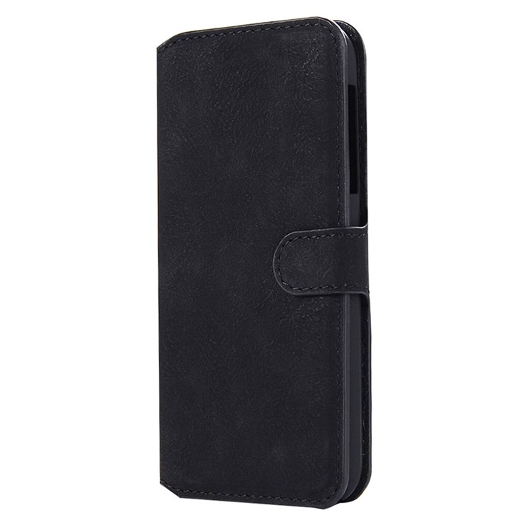Vintage Matte Leather Skin Wallet Mobile Cover Case for Samsung Galaxy Feel SC-04J - Black-3