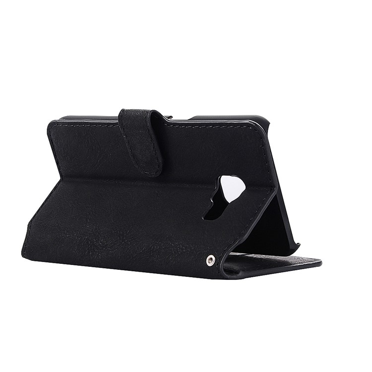 Vintage Matte Leather Skin Wallet Mobile Cover Case for Samsung Galaxy Feel SC-04J - Black-4
