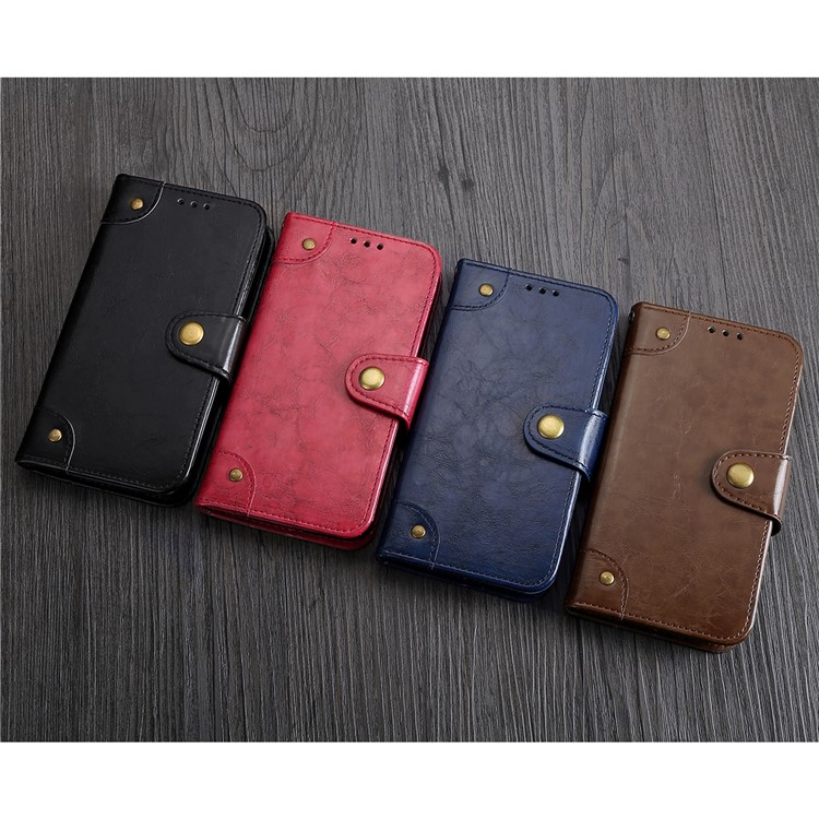 5-Slot Vintage Oil Wax Leather Wallet Case for Samsung Galaxy A3 (2017) A320 - Black-10