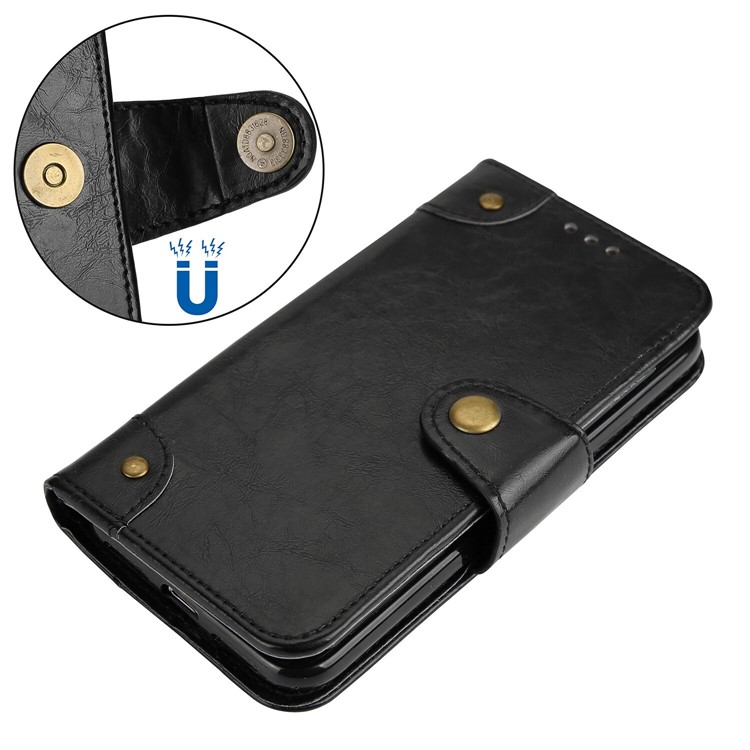 5-Slot Vintage Oil Wax Leather Wallet Case for Samsung Galaxy A3 (2017) A320 - Black-2