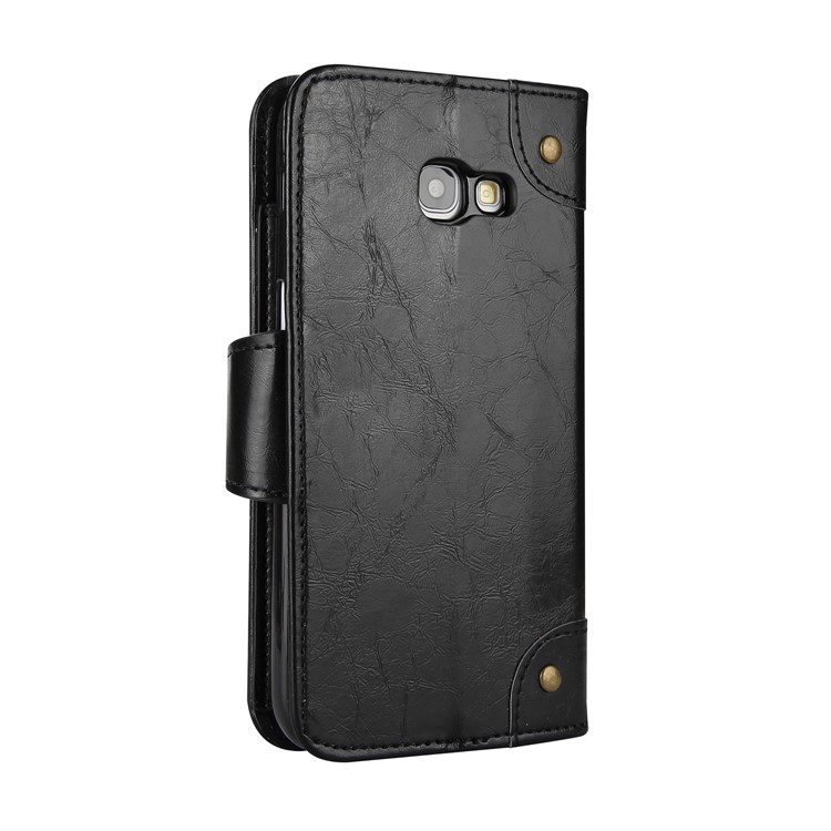 5-Slot Vintage Oil Wax Leather Wallet Case for Samsung Galaxy A3 (2017) A320 - Black-4