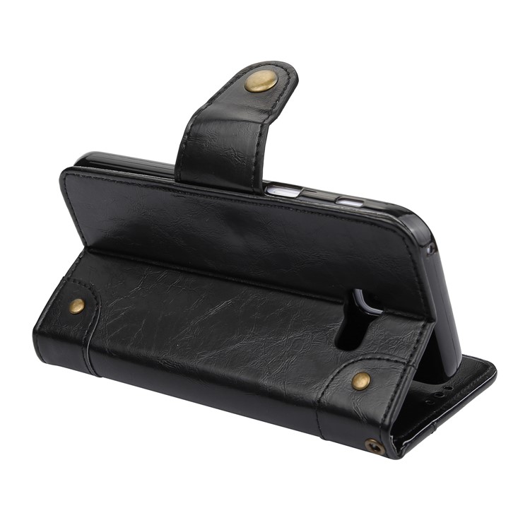 5-Slot Vintage Oil Wax Leather Wallet Case for Samsung Galaxy A3 (2017) A320 - Black-6