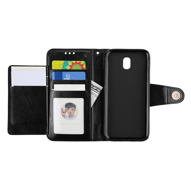 5-Slot Vintage Oil Wax Leather Wallet Case for Samsung Galaxy J5 (2017) EU Version / J5 Pro (2017) - Black-5