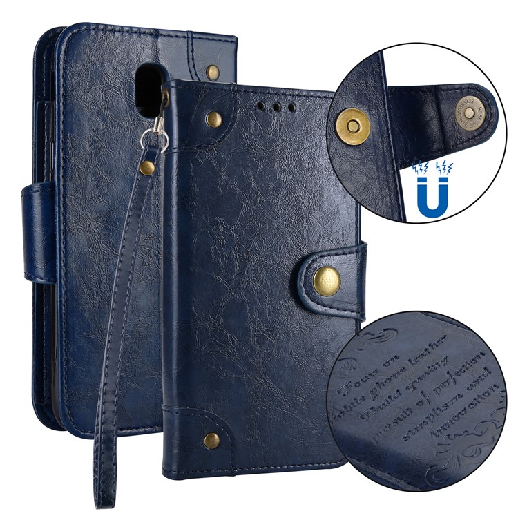 

5-Slot Vintage Oil Wax Leather Card Holder Case for Samsung Galaxy J5 (2017) EU Version / J5 Pro (2017) - Blue