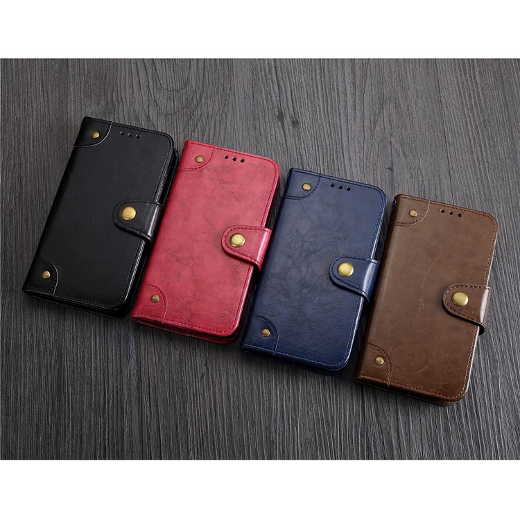 5-Slot Vintage Oil Wax Leather Wallet Case for Samsung Galaxy S8+ SM-G955 - Black-8