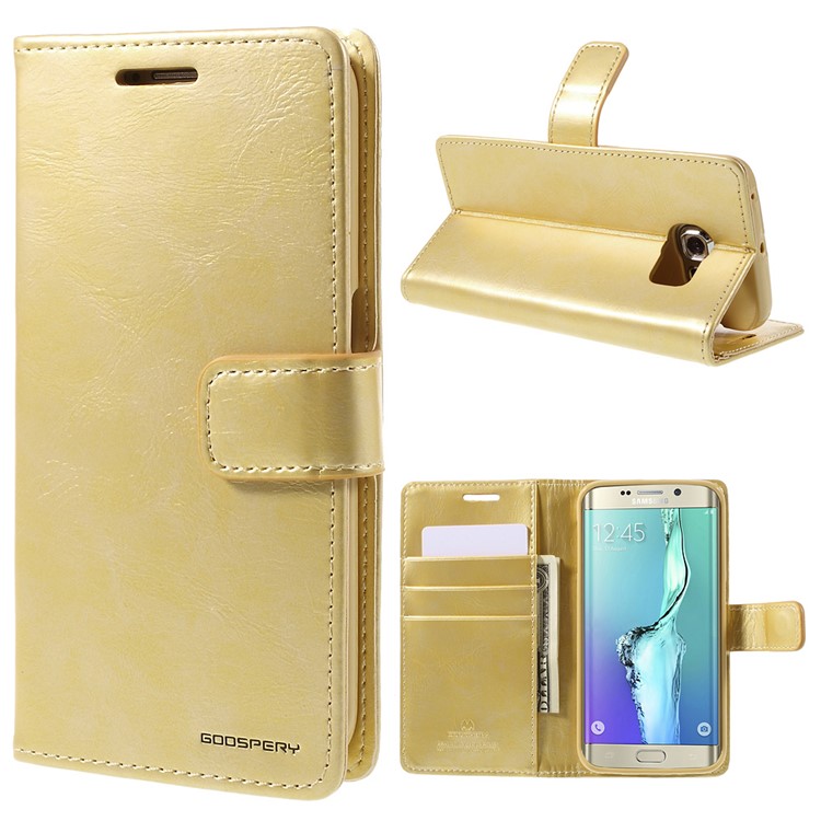

MERCURY GOOSPERY Blue Moon Leather Diary Cover for Samsung Galaxy S6 Edge G925 - Gold